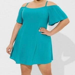 Torrid Turquoise Cold Shoulder Mini Dress Size 0
